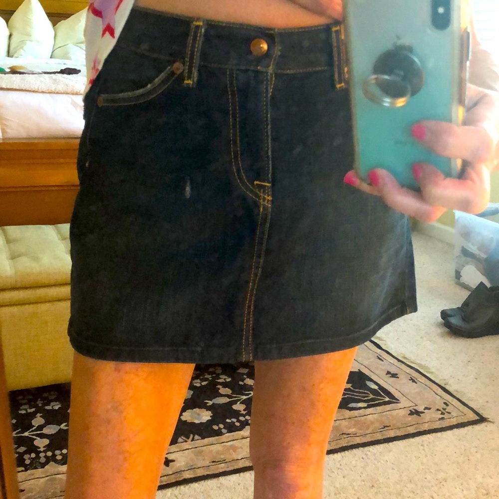 Lucky Brand Dungarees Dark Denim Mini Skirt